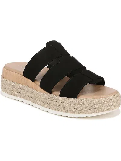Dr. Scholl's Shoes Electric Womens Faux Suede Slip On Espadrilles In Black