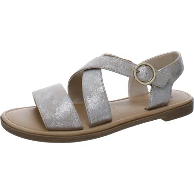 Dr. Scholl's Shoes Evan Womens Metallic Open Toe Slingback Sandals In Silver