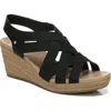 Dr. Scholl's Shoes Everlasting Womens Faux Leather Wedge Sandals In Black