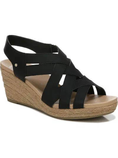Dr. Scholl's Shoes Everlasting Womens Faux Leather Wedge Sandals In Black