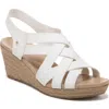 Dr. Scholl's Shoes Everlasting Womens Faux Leather Wedge Sandals In White