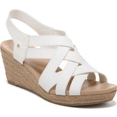 Dr. Scholl's Shoes Everlasting Womens Faux Leather Wedge Sandals In White