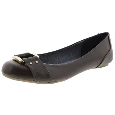 Dr. Scholl's Shoes Frankie Womens Faux Leather Belted Ballet Flats In Brown