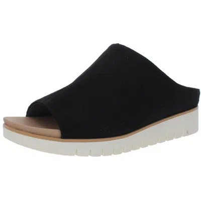 Dr. Scholl's Shoes Go For It Womens Faux Suede Perforated Platform Sandals In Black