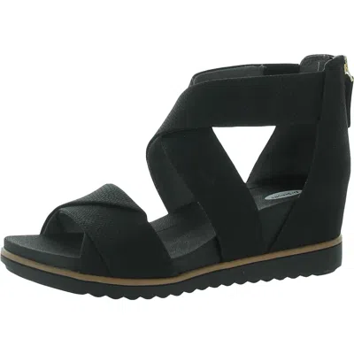 Dr. Scholl's Shoes Golden Hour Womens Cushioned Footbed Open Toe Wedge Sandals In Black