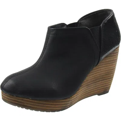 Dr. Scholl's Shoes Harlow Womens Faux Leather Wedge Shooties In Black