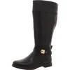 Dr. Scholl's Shoes Hello Rider Womens Faux Leather Tall Motorcycle Boots In Black