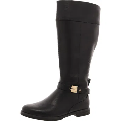 Dr. Scholl's Shoes Hello Rider Womens Faux Leather Tall Motorcycle Boots In Black
