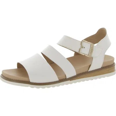 Dr. Scholl's Shoes Island Glow Womens Faux Leather Square Toe Slingback Sandals In White