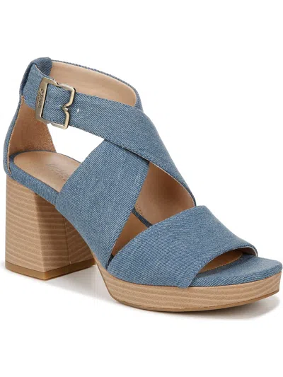 Dr. Scholl's Shoes Maya Womens Denim Block Heel In Blue
