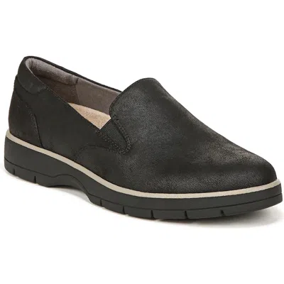 Dr. Scholl's Shoes Next One Womens Faux Suede Lugged Sole Slip-on Sneakers In Black