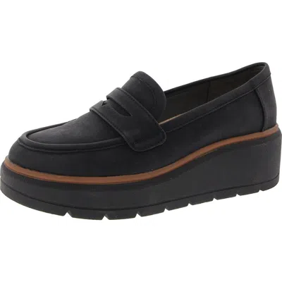 Dr. Scholl's Shoes Nice Day Max Womens Faux Suede Slip On Loafers In Black
