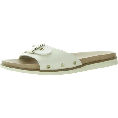 Dr. Scholl's Shoes Nice Iconic Womens Buckle Slip On Slide Sandals In White