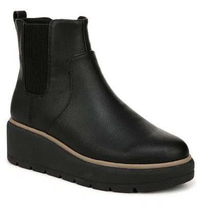 Dr. Scholl's Shoes Nice Max Up Womens Stretch Faux Suede Chelsea Boots In Black