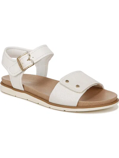 Dr. Scholl's Shoes Nicely Sun Womens Textured Ankle Strap Slingback Sandals In White