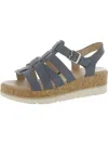 DR. SCHOLL'S SHOES ONLY YOU WOMENS FAUX LEATHER CORK WEDGE SANDALS