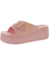 Dr. Scholl's Shoes Original Goals Womens Faux Leather Slip On Wedge Sandals In Beige