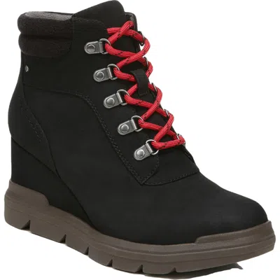 Dr. Scholl's Shoes Reign Womens Faux Suede Lace Up Hiking Boots In Black