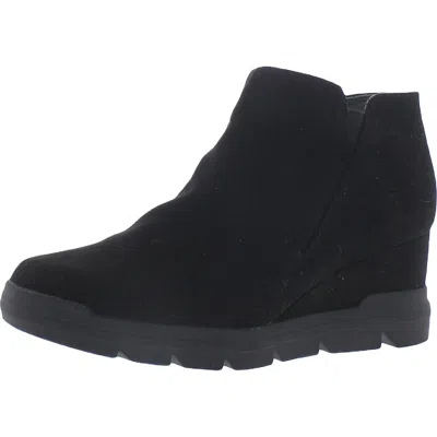 Dr. Scholl's Shoes Riley Womens Padded Bra-top Faux Suede Wedge Boots In Black