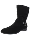 Dr. Scholl's Shoes Ripple Womens Faux Suede Slouchy Booties In Black