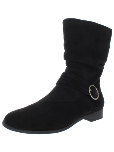 Dr. Scholl's Shoes Ripple Womens Faux Suede Slouchy Booties In Black