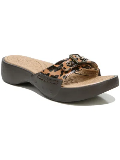 Dr. Scholl's Shoes Rock On Womens Slip On Buckle Slide Sandals In Brown