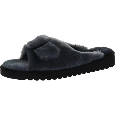 Dr. Scholl's Shoes Staycay Og Womens Faux Fur Slip-on Slide Sandals In Black