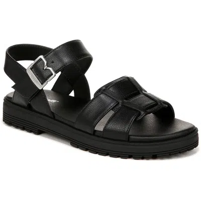 Dr. Scholl's Shoes Take Five Womens Faux Leather Lugged Fisherman Sandals In Black