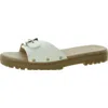 Dr. Scholl's Shoes Think Iconic Womens Faux Leather Slip On Slide Sandals In White