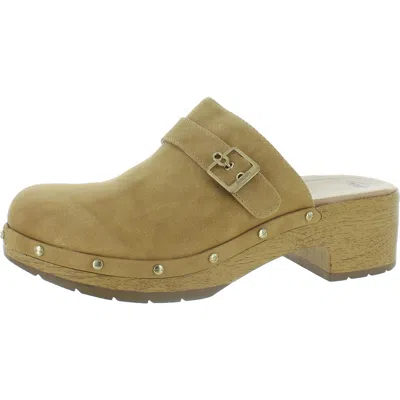 Dr. Scholl's Shoes Throwback Womens Faux Suede Slip On Clogs In Green