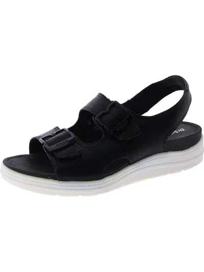 Dr. Scholl's Shoes Time Off Era Womens Faux Leather Open Toe Slingback Sandals In Black