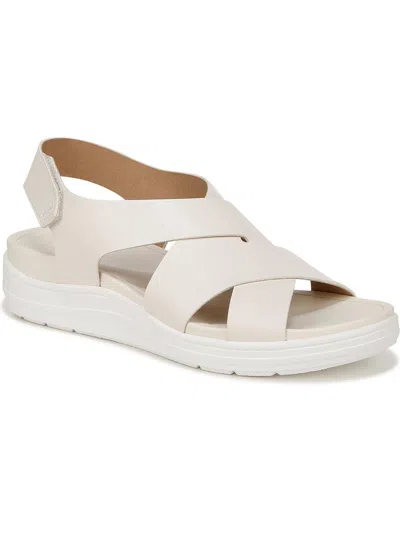 Dr. Scholl's Shoes Time Off Sea Womens Metallic Strappy Slingback Sandals In White
