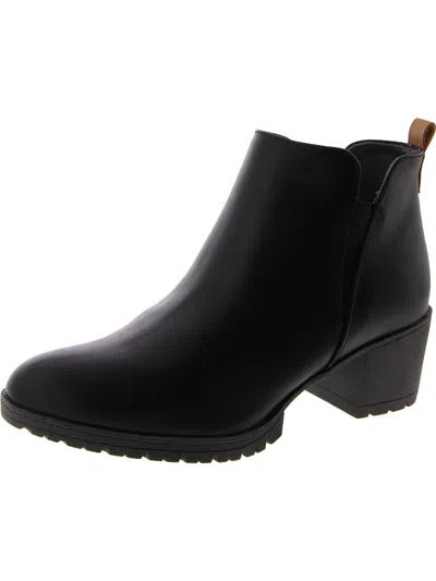Dr. Scholl's Shoes Womens Faux Leather Solid Ankle Boots In Black
