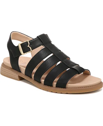 Dr. Scholl's Women's A Ok Fisherman Sandals In Black Faux Leather