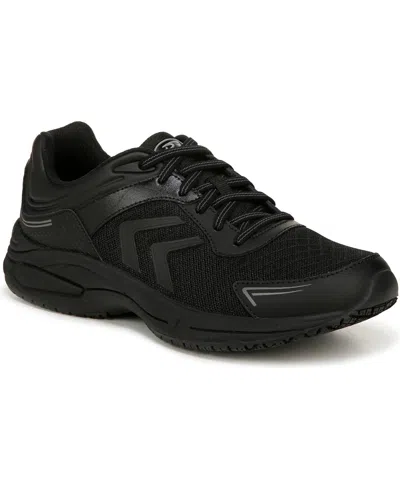 Dr. Scholl's Women's Blaze Work Slip-resistant Work Oxfords In Black,black Leather,fabric,faux Leather