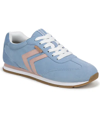 Dr. Scholl's Women's Comeback Closed Round Toe Lace Up Sneakers In Blue Sky,blush Pink Suede