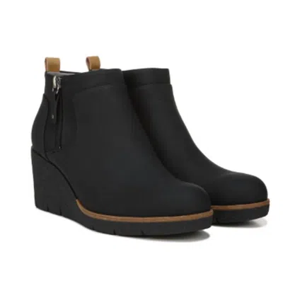 DR. SCHOLL'S WOMEN'S FAUX LEATHER BIANCA WEDGE BOOTIE SHOES IN BLACK