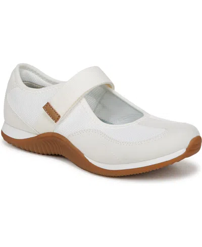 Dr. Scholl's Women's Goodie Mary Jane Sneakers In White Tofu Knit Fabric,microfiber