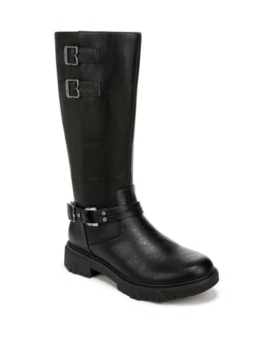 Dr. Scholl's Women's Headstart Moto Lug Sole Knee-high Boots In Black Faux Leather