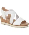 Dr. Scholl's Women's Just Cute Strappy Wedge Sandals In White Faux Leather