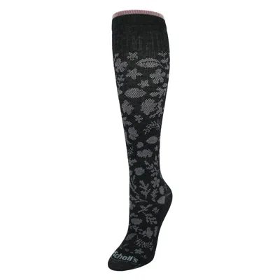 Dr. Scholl's Women's Lace Floral Pattern Fashion Compression Knee High Socks In Black