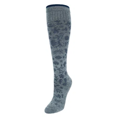 Dr. Scholl's Women's Lace Floral Pattern Fashion Compression Knee High Socks In Grey
