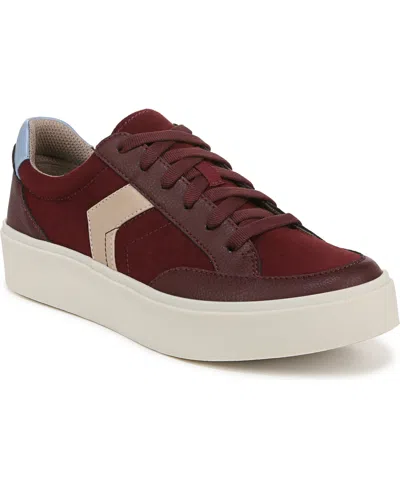 Dr. Scholl's Women's Madison-lace Closed Round Toe Lace Up Platform Sneakers In California Wine Microfiber,faux Leather