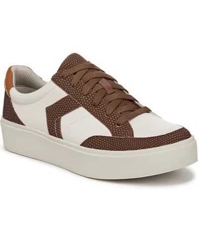 Dr. Scholl's Women's Madison-lace Closed Round Toe Lace Up Platform Sneakers In Off White,brown Faux Leather