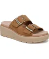 Dr. Scholl's Women's Nice Day Max Og Slide Wedge Sandals In Honey Brown Faux Leather