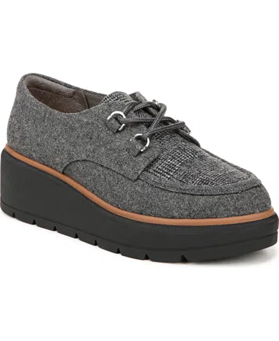 Dr. Scholl's Women's Nice Day Max Platform Oxford Shoes In Charcoal Grey Fabric