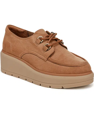 Dr. Scholl's Women's Nice Day Max Platform Oxford Shoes In Honey Brown Fabric