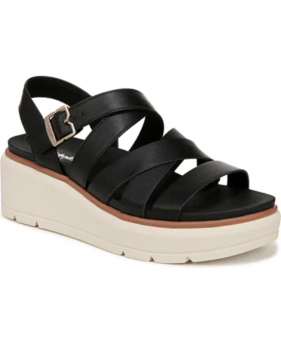 Dr. Scholl's Women's Nice Day Max Sun Strappy Platform Sandals In Black Faux Leather
