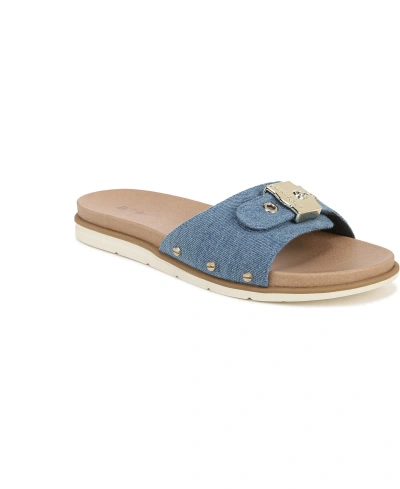 Dr. Scholl's Women's Nice Iconic Slides In Denim Blue Fabric