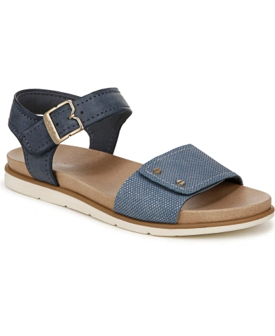 Dr. Scholl's Women's Nicely Sun Ankle Strap Sandals In Oxide Blue Faux Leather